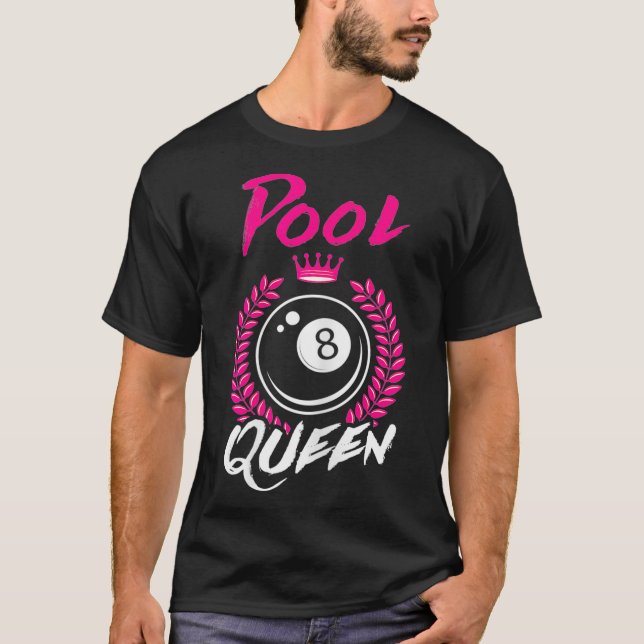 Camiseta Jogadora de Piscina da Rainha Engraçada Piscina Bi (Frente)