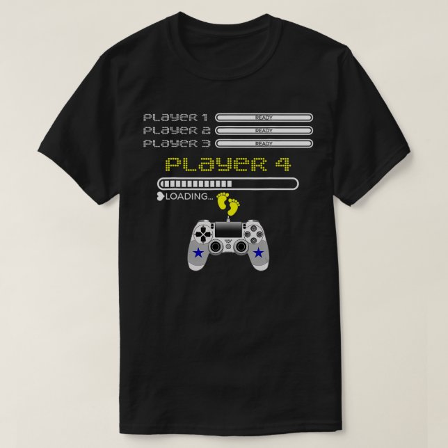 Camiseta Jogadores 1,2,3 Ready Player 4 Carregando Jogos En (Frente do Design)