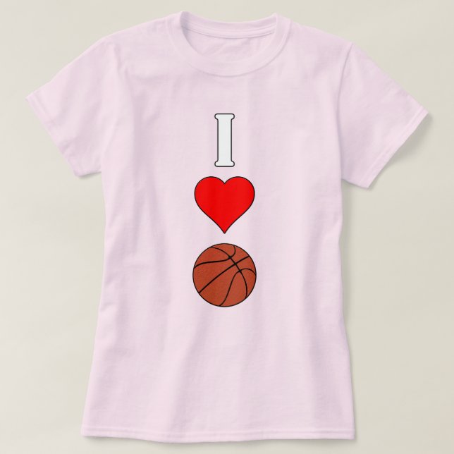 Camiseta Jogadores de basquete de I Love/Heart Basball de m (Frente do Design)