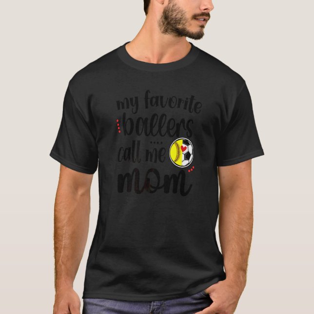 Camiseta Jogadores de Softball favoritos me chamam de mãe (Frente)