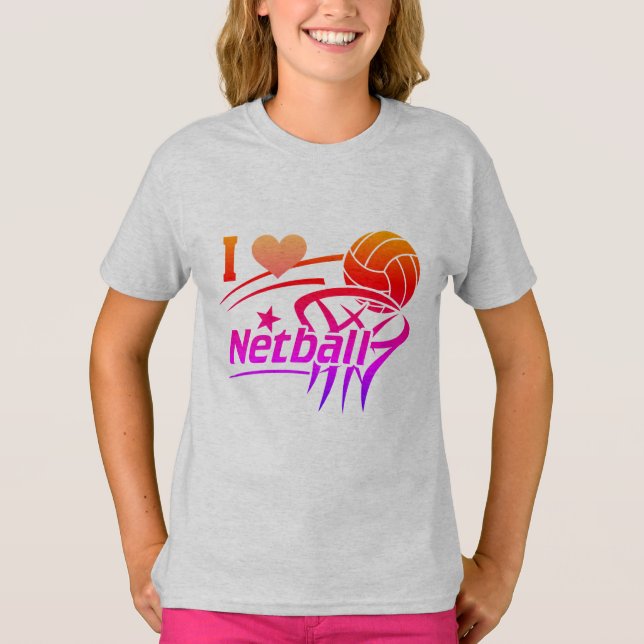 Camiseta Jogadores Netball, Eu Adoro Netball, Cor (Frente)