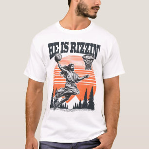 Camiseta Jogando Bysketbyll Páscoa Ele Está Rindo Engraçado