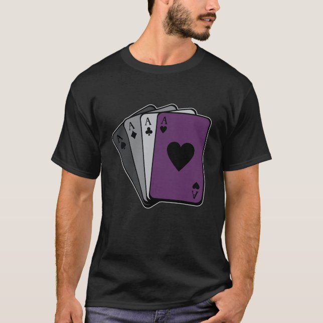 Camiseta Jogando Cartões Ace De Espadas Sinalizador Asexual (Frente)