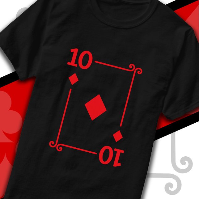 Camiseta Jogando Cartões Costume Dez Cartões 10 de Ouros (Criador carregado)