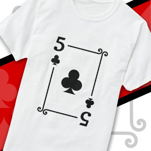 Camiseta Jogando Cartões Figuram 5 Clusters Cartão Cinco