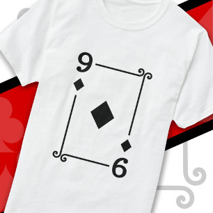 Camiseta Jogando Cartões Figuram Nove Cartões 9 de Ouros