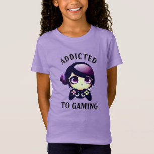 Camiseta Jogando Jogador de Animação Kawaii