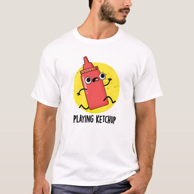 Camiseta Jogando Ketchup Engraçada Molho Pun (Frente)