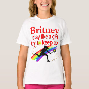 CAMISETA JOGAR COMO UMA MENINA PERSONALIZAR TÊNIS PLAYER T