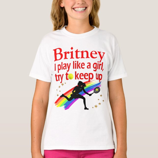 CAMISETA JOGAR COMO UMA MENINA PERSONALIZAR TÊNIS PLAYER T  (Frente)