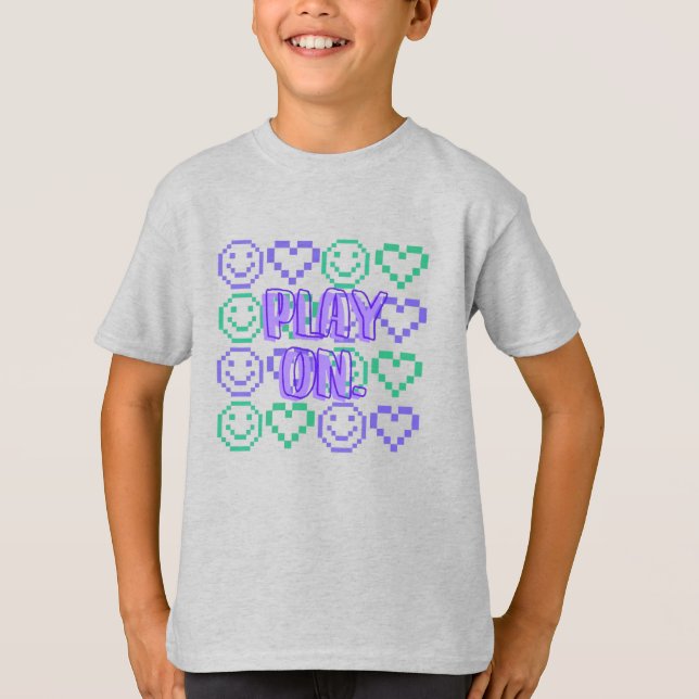 Camiseta Jogar e Estilo de Jogo Elementos Pixelados (Frente)