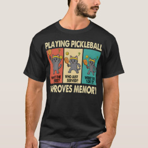 Camiseta Jogar Pickleball Melhora a Memória Gato Engraçado
