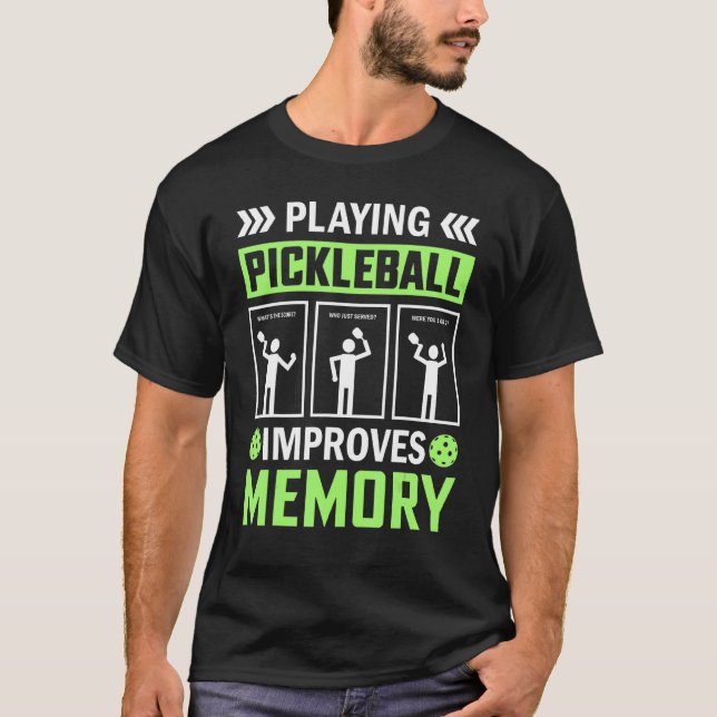 Camiseta Jogar Pickleball Melhora A Memória Pickleball (Frente)