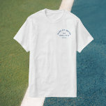 Camiseta Jogo Ajustar Correspondência Blue Crest Mens Tênis<br><div class="desc">Jogo Jogo Combinação, crista azul, t-shirt branca tênis. Personalize com o ano, tênis / campeonato / nome e local do torneio. Perfeito para um torneio local de tênis, como presente para um amante de tênis ou para uma festa de solteiro tema tênis. Projetado para corresponder à nossa coleção de Tênis...</div>