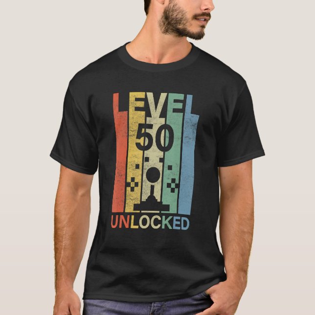 Camiseta Jogo Arcade Desbloqueado do Nível 50 (Frente)