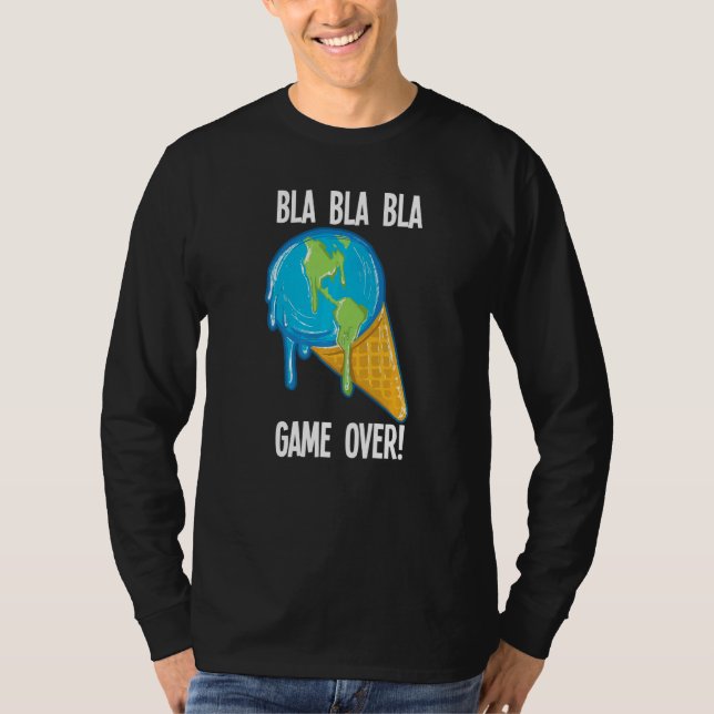 Camiseta Jogo Bla Sobre A Fusão Do Sorvete Da Terra Global  (Frente)