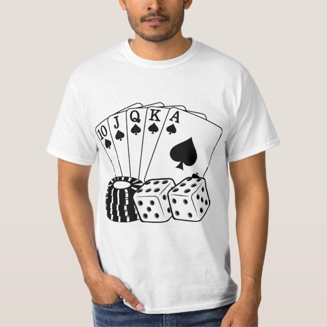 Camiseta Jogo Cartões de Casino Arte de Pôquer (Frente)