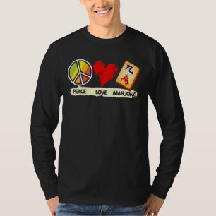 Camiseta Jogo Chinês Peace Love Mahjong Jogou Mahjong