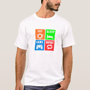 Camiseta Jogo Coma Sono Jogo Repetir Jogos T