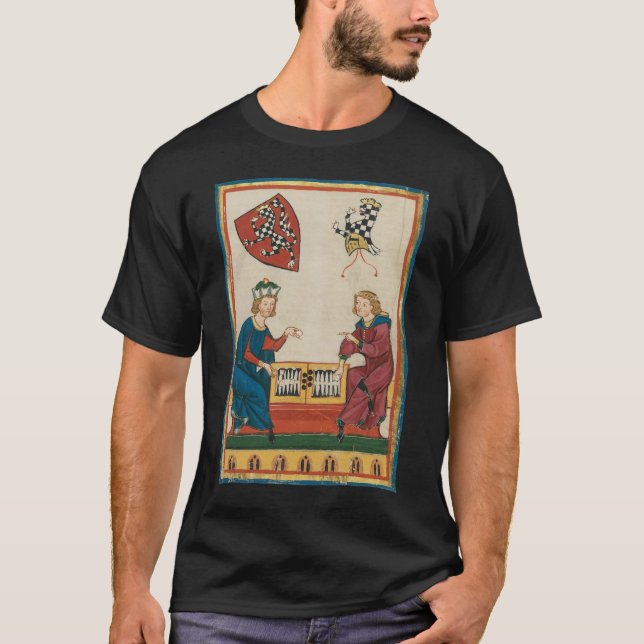 Camiseta Jogo Contra Gamão, Arte Medieval do Século 14 (Frente)