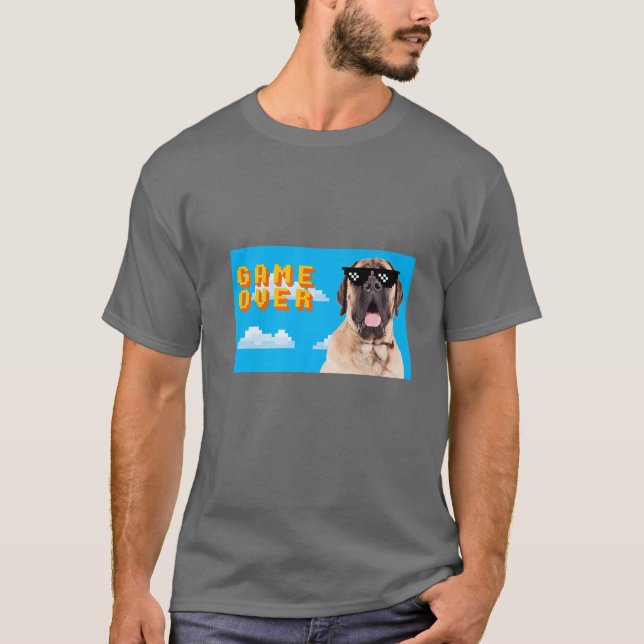 Camiseta Jogo De 8 Bits Sobre Mastiff (Frente)