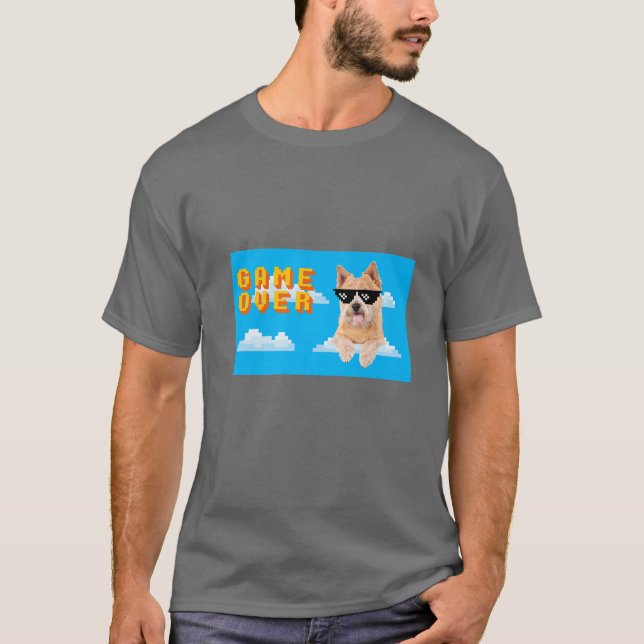 Camiseta Jogo De 8 Bits Sobre Norwich Terrier (Frente)
