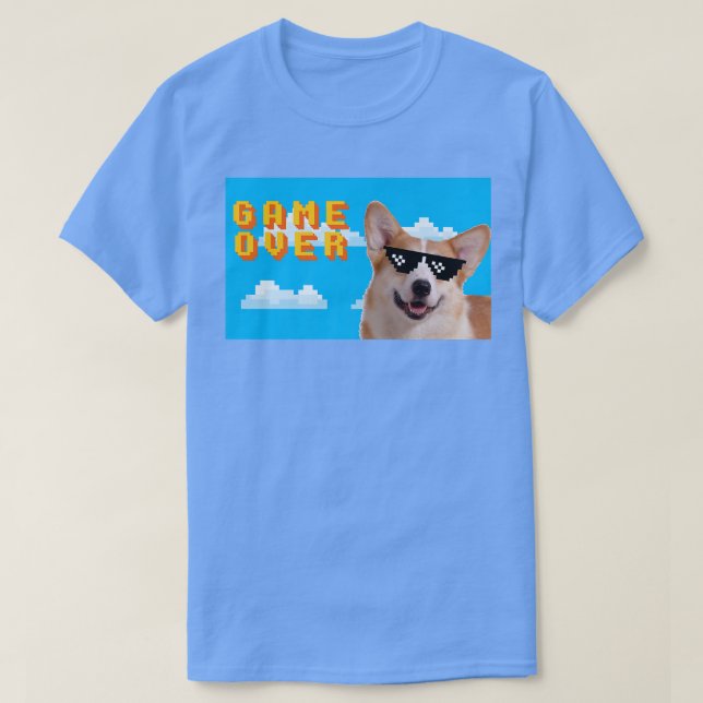Camiseta Jogo de 8 bits sobre Pembroke Welsh Corgi-4 (Frente do Design)