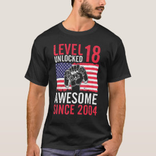 Camiseta Jogo de Aniversário Nível 18 Anos Desbloqueado Inc