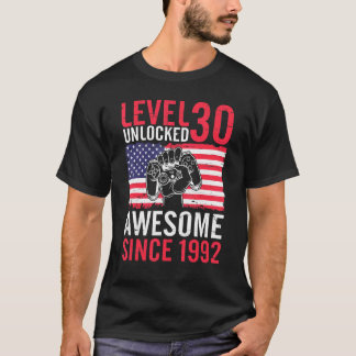 Camiseta Jogo de aniversário Nível 30 anos Desbloqueado Inc
