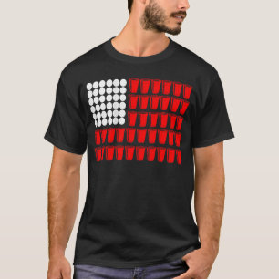 Camiseta Jogo de bebida com bandeira de Beer Pong para famí
