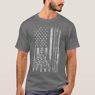 Camiseta Jogo de Bilhar EUA Bandeira Americana Jogador de S