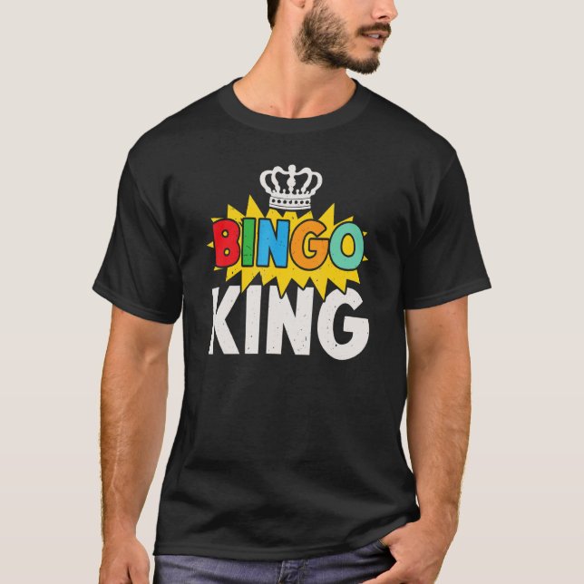 Camiseta Jogo de Cartaz Bingo King do Jogador do Mens Bingo (Frente)