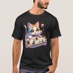 Camiseta Jogo de Dados Gato Jogo Amante de Animais Jogo de