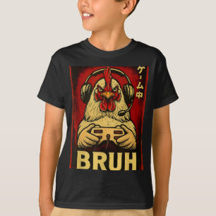 Camiseta Jogo de Frango Bruh Controlador de Jogo de Vídeo E