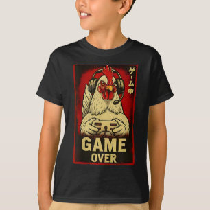 Camiseta Jogo de Galinha Engraçado Retro Jogo de Vídeo Japo