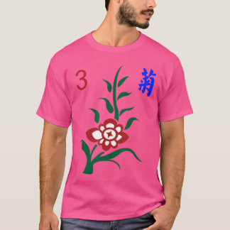 Camiseta Jogo de Mahjong Chinês Flores Crisântemo