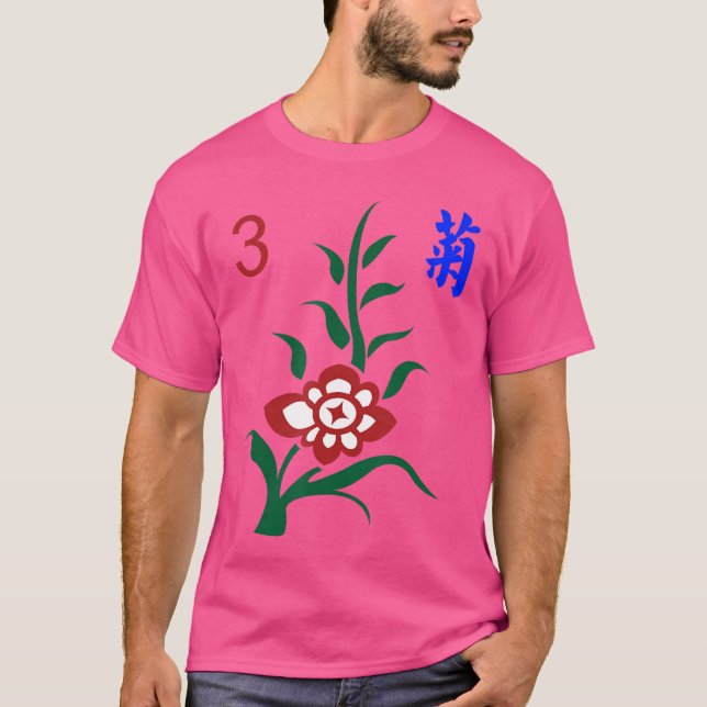 Camiseta Jogo de Mahjong Chinês Flores Crisântemo (Frente)