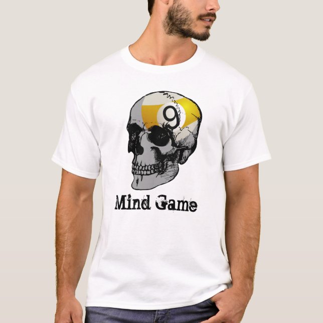 Camiseta Jogo de mente da bola do crânio 9 (Frente)