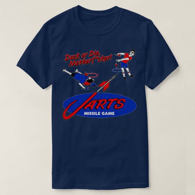 Camiseta Jogo de mísseis Duck ou Die Lawn Jarts (Frente do Design)