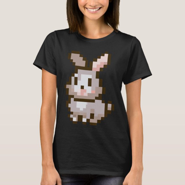 Camiseta Jogo de Páscoa Pixelado Bonito e Pixelado Coelhinh (Frente)