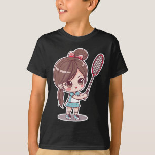 Camiseta Jogo de Peteca em Estilo de Quadrinhos para Menina