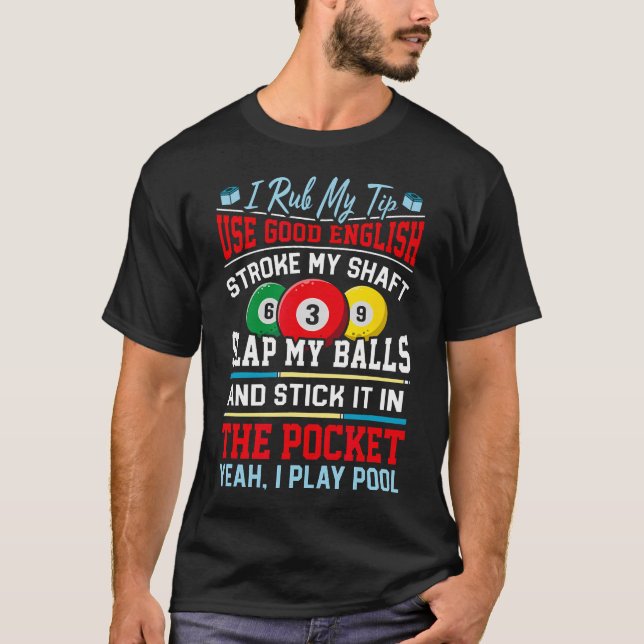Camiseta Jogo de Sinuca de Bilhar Divertido Jogadores de Bi (Frente)