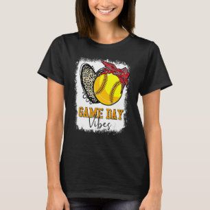 Camiseta Jogo de Softball Vibes Leopard Heart Headband Mãe