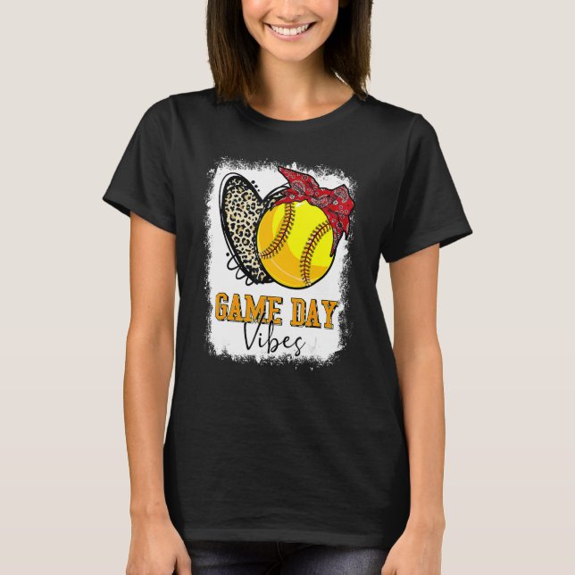 Camiseta Jogo de Softball Vibes Leopard Heart Headband Mãe (Frente)