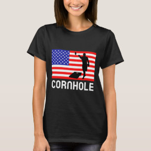 Camiseta Jogo de Tabuleiro Cornhole Homens Mulheres Bandeir