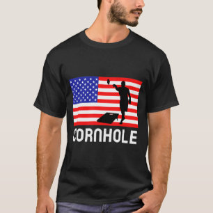 Camiseta Jogo de Tabuleiro Cornhole Homens Mulheres Bandeir