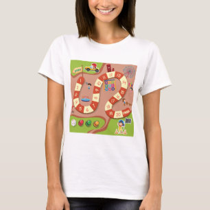Camiseta Jogo de Tabuleiro de Pista de Corrida Colorida par
