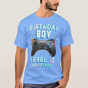 Camiseta Jogo de Vídeo 10º Aniversário Gamer Boys Nível 10