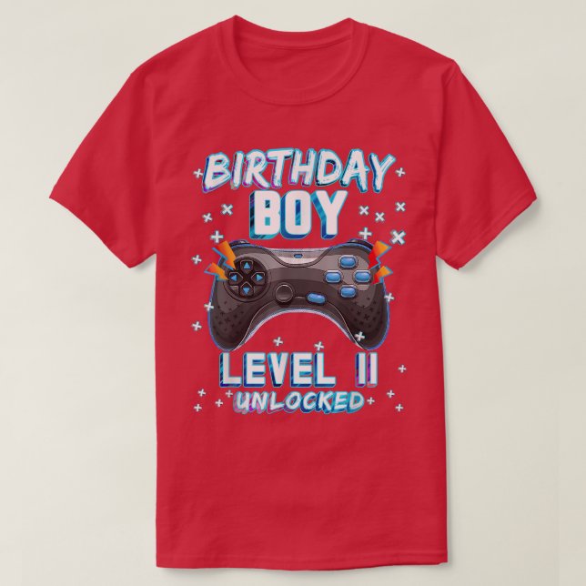 Camiseta Jogo De Vídeo 11 Birthday Gamer Boys - Nível 11 Un (Frente do Design)