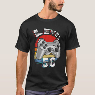 Camiseta Jogo De Vídeo 50T Desbloqueado, Nível 50 Anos, Com